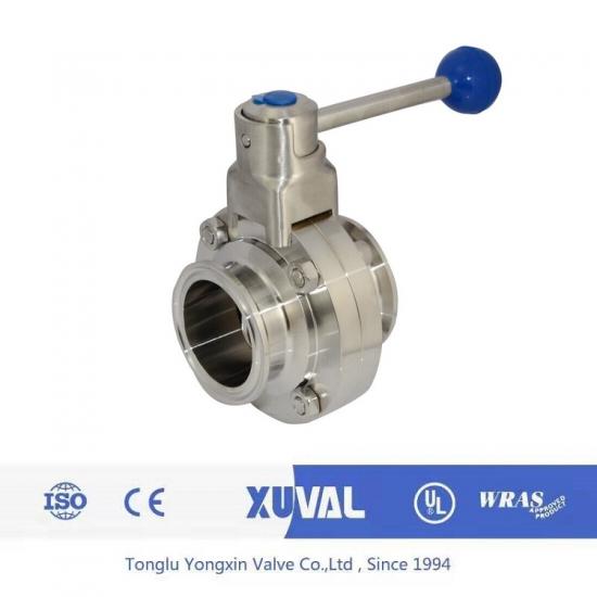 Triple clip sanitary butterfly valve stainless steel 316